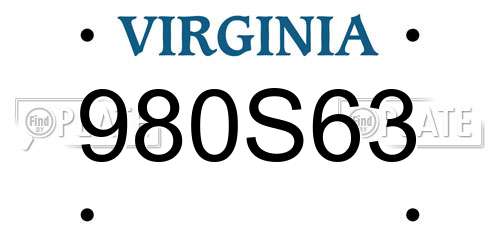 980S63 Virginia License Plate