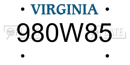 980W85 Virginia License Plate