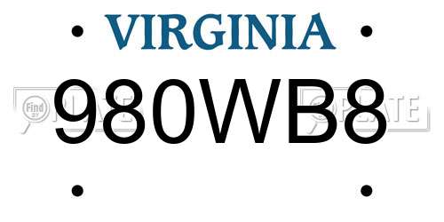 980WB8 Virginia License Plate