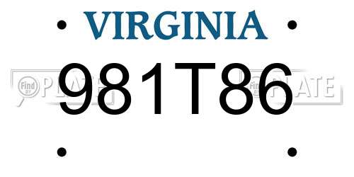 981T86 Virginia License Plate