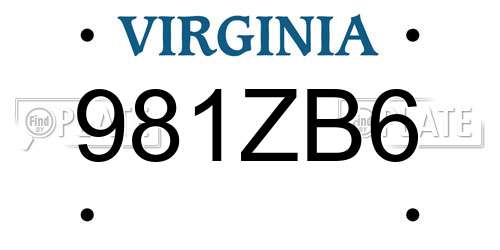 981ZB6 Virginia License Plate