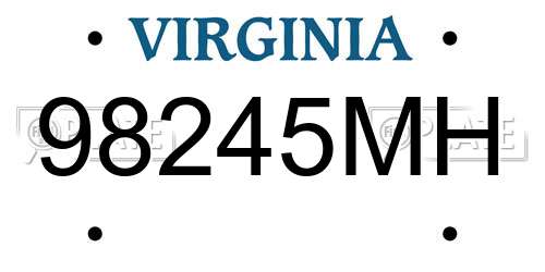 98245MH Virginia License Plate