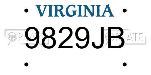 9829JB Virginia License Plate