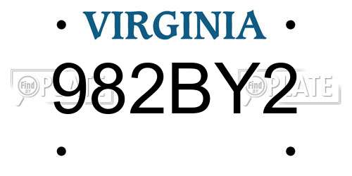 982BY2 Virginia License Plate