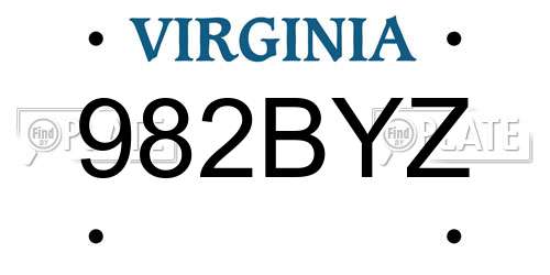 982BYZ Virginia License Plate