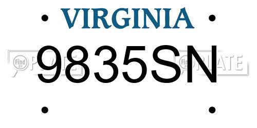 9835SN Virginia License Plate