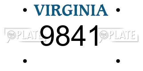 9841 Virginia License Plate