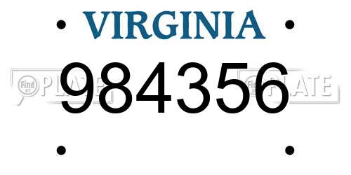 984356 Virginia License Plate
