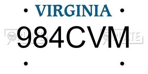 984CVM Virginia License Plate