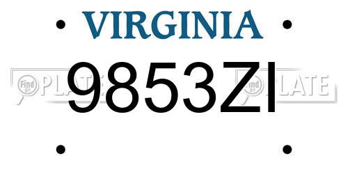9853ZI Virginia License Plate