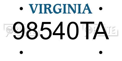98540TA Virginia License Plate