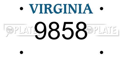 9858 Virginia License Plate