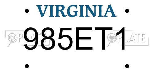 985ET1 Virginia License Plate