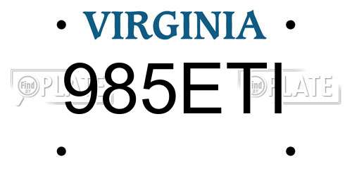 985ETI Virginia License Plate