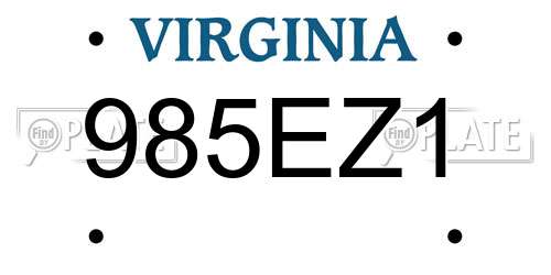 985EZ1 Virginia License Plate
