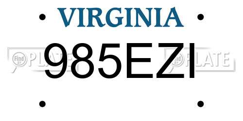 985EZI Virginia License Plate