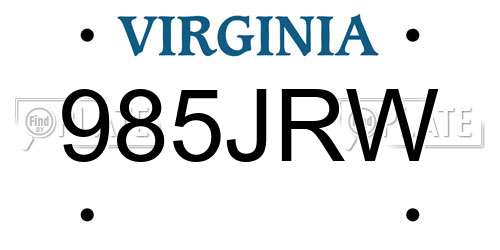 985JRW Virginia License Plate