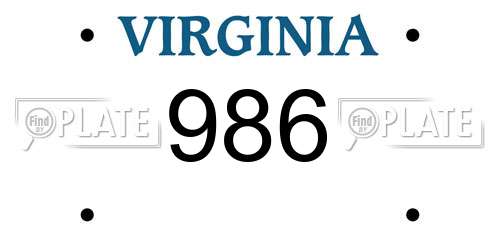 986 Virginia License Plate