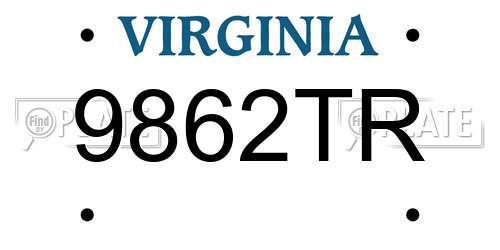 9862TR Virginia License Plate