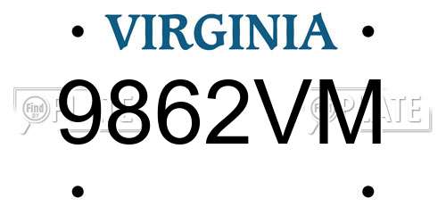9862VM Virginia License Plate