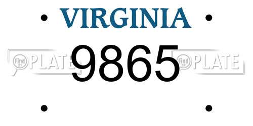 9865 Virginia License Plate