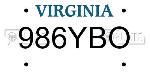 986YBO Virginia License Plate