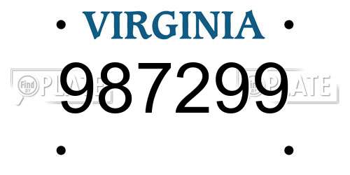 987299 Virginia License Plate