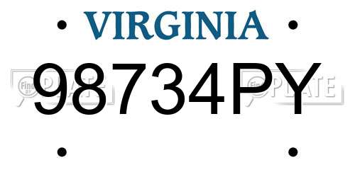 98734PY Virginia License Plate