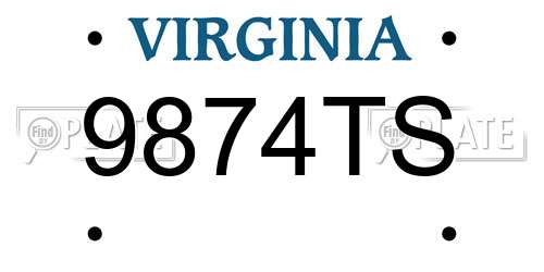 9874TS Virginia License Plate