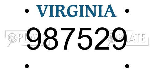 987529 Virginia License Plate