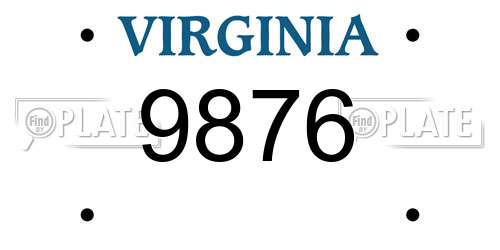 9876 Virginia License Plate