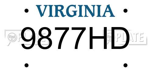 9877HD Virginia License Plate