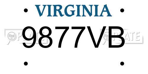 9877VB Virginia License Plate