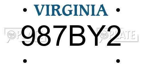 987BY2 Virginia License Plate