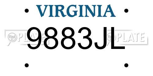 9883JL Virginia License Plate