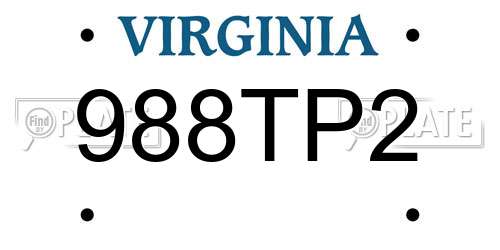988TP2 Virginia License Plate