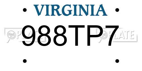 988TP7 Virginia License Plate