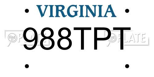 988TPT Virginia License Plate