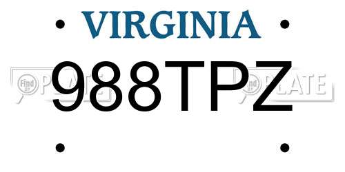 988TPZ Virginia License Plate