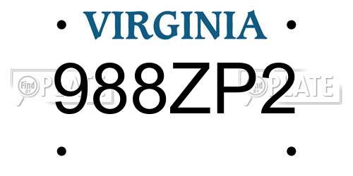 988ZP2 Virginia License Plate