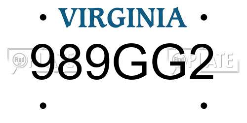 989GG2 Virginia License Plate