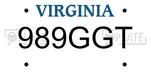989GGT Virginia License Plate