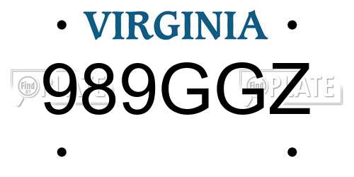 989GGZ Virginia License Plate