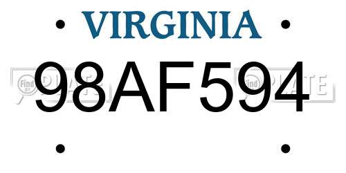 98AF594 Virginia License Plate