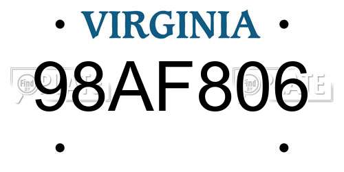 98AF806 Virginia License Plate