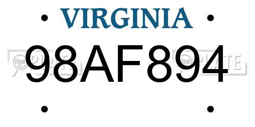 98AF894 Virginia License Plate