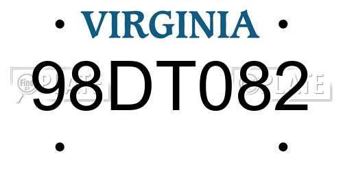 98DT082 Virginia License Plate