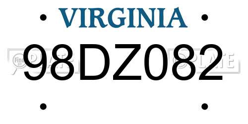 98DZ082 Virginia License Plate