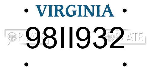 98II932 Virginia License Plate