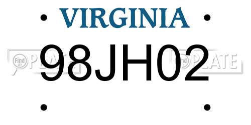 98JH02 Virginia License Plate